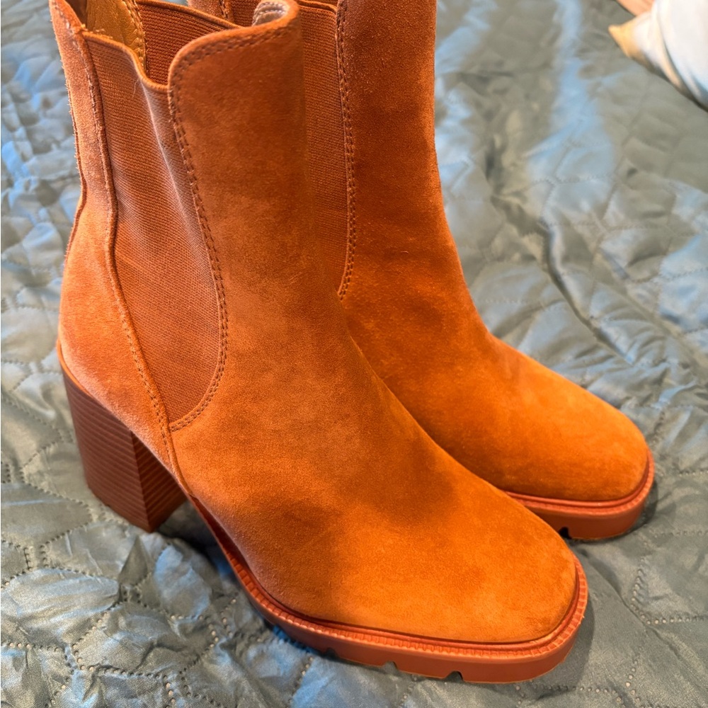 NEW Sam Edelman Women's Rollins Brown Suede Leather Western Ankle Boots 6.5